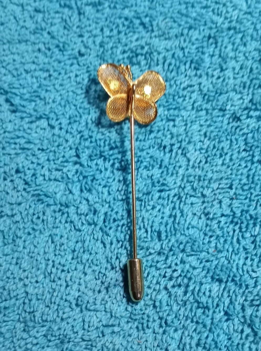 Gold Butterfly Stick Pin Lapel Brooch - Elegant Women Jewelry